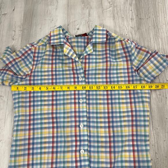 Bryn Mawr Plaid Short Sleeve Button Down Cottage Picnic Light Vintage Shirt 10 - Picture 6 of 7